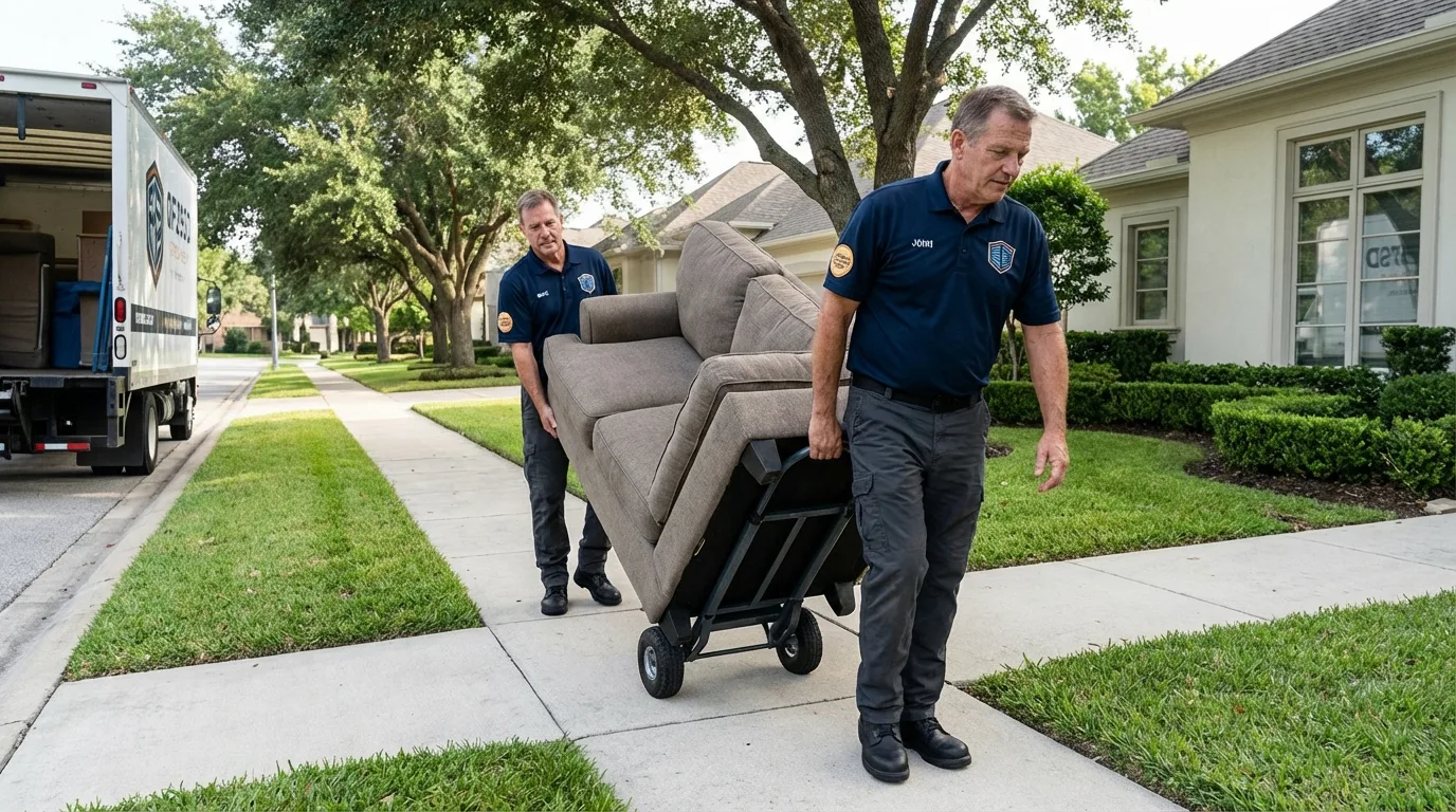 Local residential moving crew loading furniture in Heavener, OK